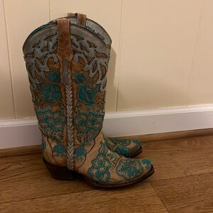 Corral turquoise and tan western boots
